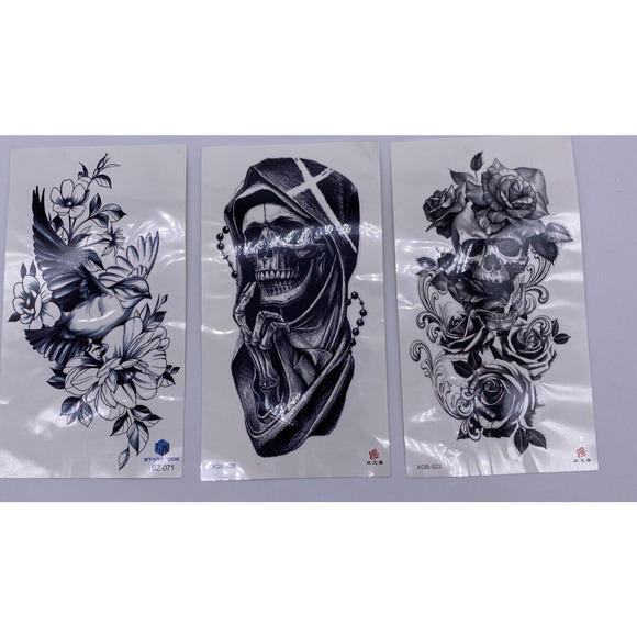 Starttoos Temporary Waterproof Large Body Art Tattoos Sticker 3 Sleeve Set - Picture 2 of 9